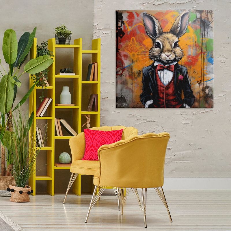 "Urban Graffiti Rabbit" par Lazar Studio, H 36 po x l 36 po