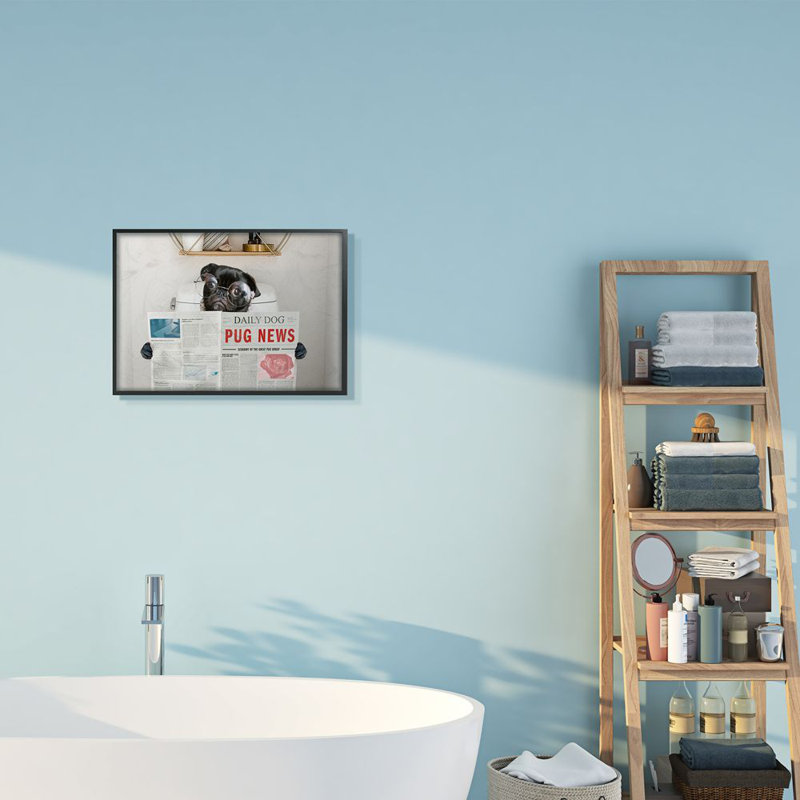 «Bathroom Carlin», H 16 po x l 20 po x 1,5 po, Giclée encadrée noir minuit