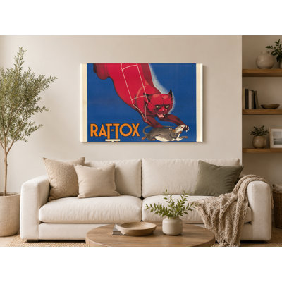 Rat-Tox Le Chat en Ampoules 1930s - Vintage French Advertising Poster Wall Art - Canvas Wall Art