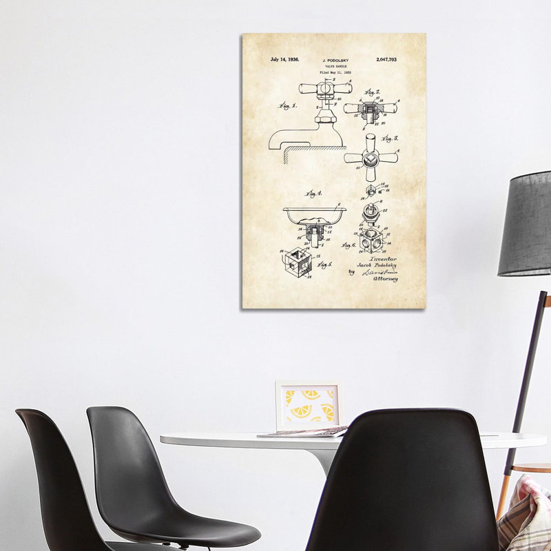 Bathroom Faucet (1936) by Patent77 - Wrapped Canvas Gallery-Wrapped Canvas Giclée, 101.6 cm H x 66.04 cm W x 1.91 cm D