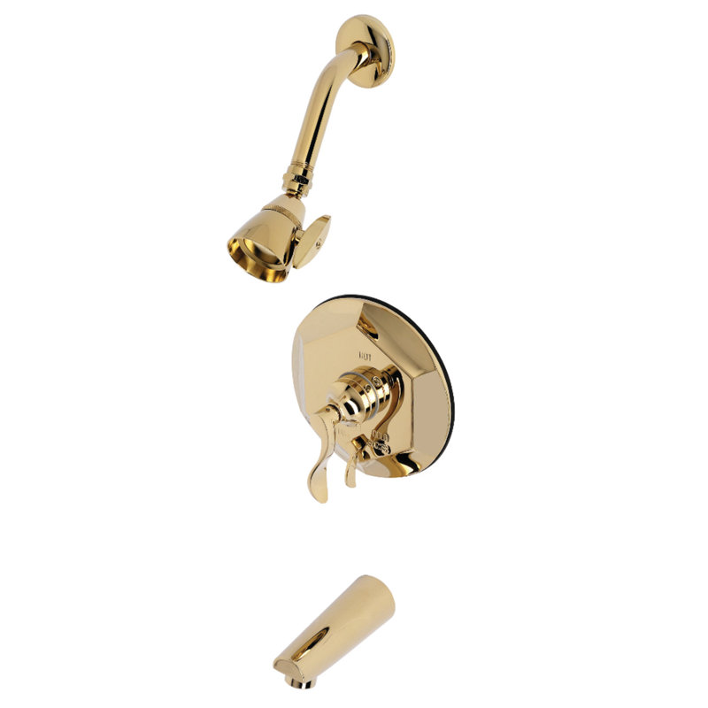 Kingston Brass Single-Handle Pressure Balanced Tub and Shower Faucet, Polished Brass
