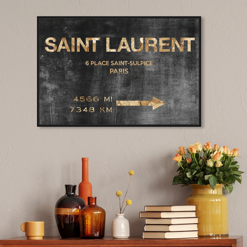 Panneau de signalisation de Saint Sulpice - art textuel sur toile, Cadre noir, H 24 po x l 36 po