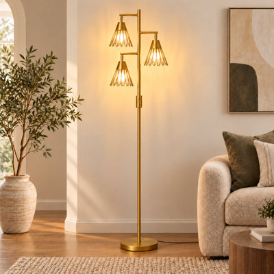 70" Dimmable Tree Floor Lamp With Glare-Free Inner Shade, 3 Bulbs Included