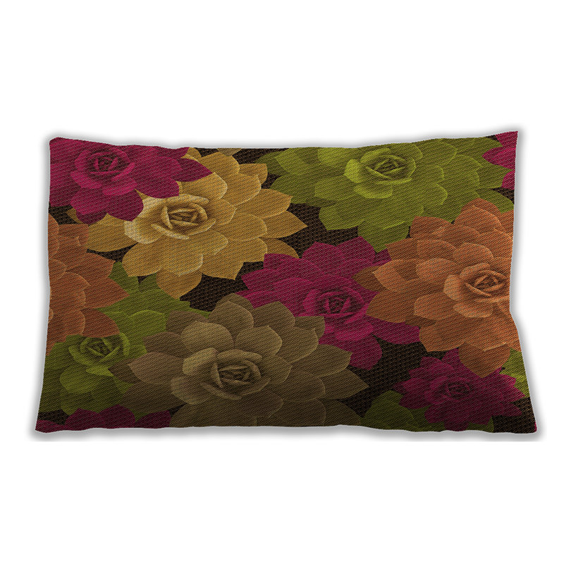 Coussin floral, Orange, Microsuède