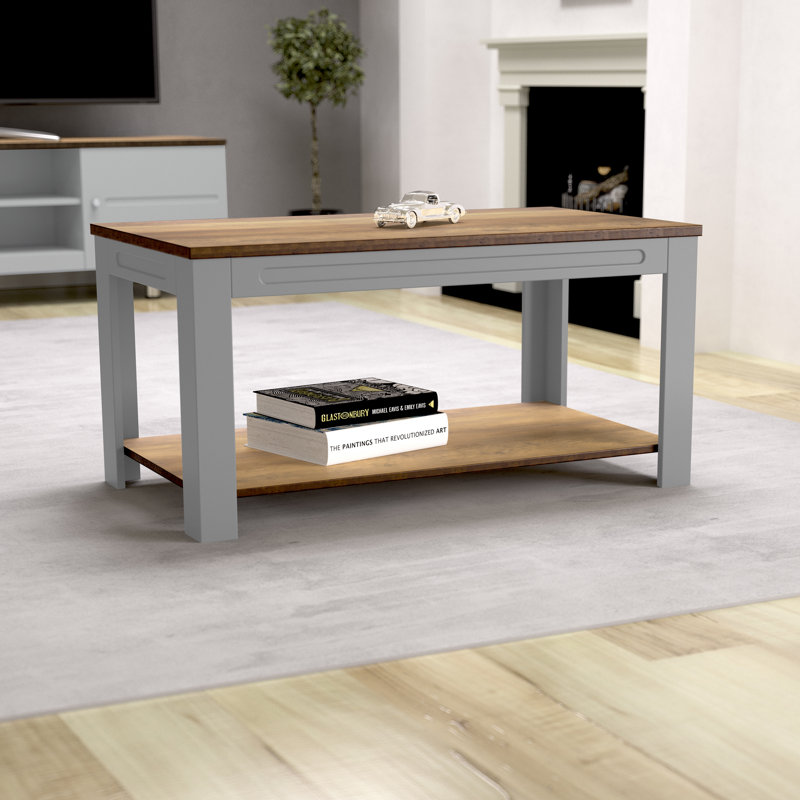 Arlais Four Leg Coffee Table with Storage, Satin Grey