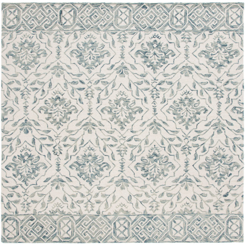 Pimentel Hand Tufted Wool Floral Rug, Square 7'