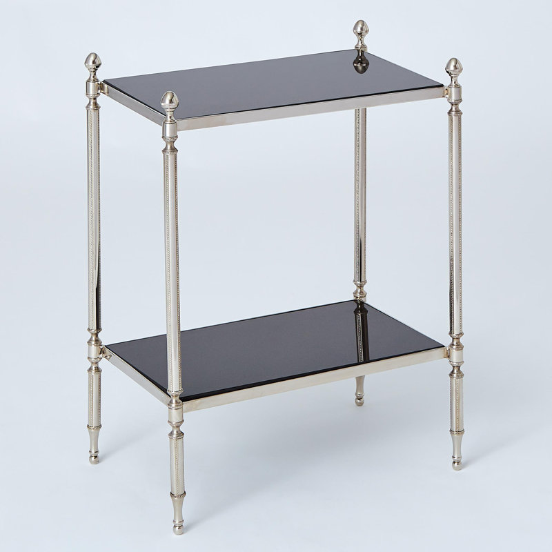 Marble Top End Table, Black Top/Nickel Base