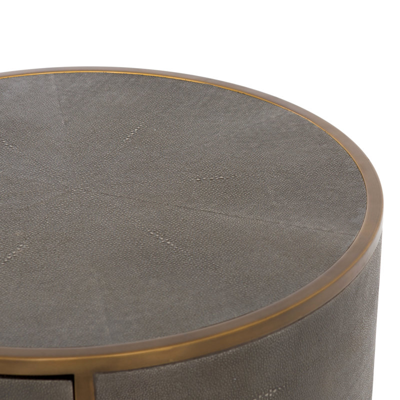 Shagreen 1 - Drawer Nightstand, Antique Brass