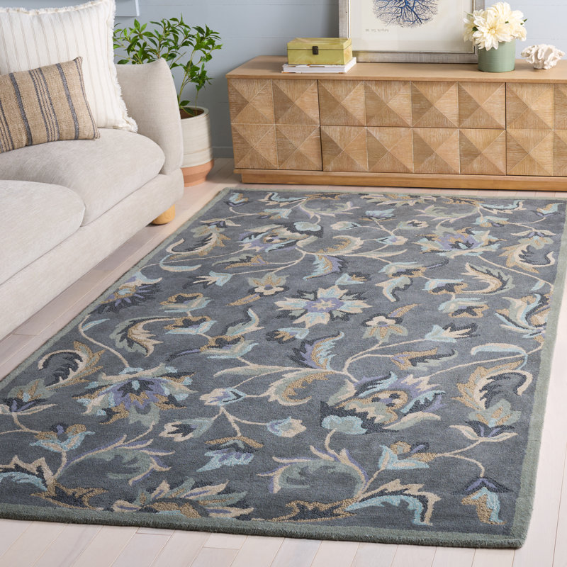 Tapis floral en laine touffeté à la main Arber Jardin, Tapis de couloir 2 pi 3 po x 8 pi