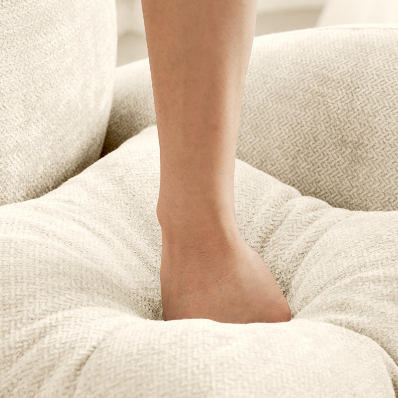 Canapé modulaire en chenille douce avec courbe ergonomique, mousse haute, épissage diversifié, beige pour les chambres à coucher et les espaces de vie Chenille modulaire en L en forme de nuage, conception de siège, plissé multiple