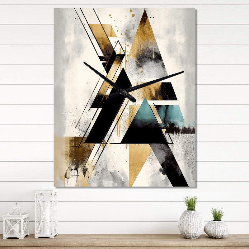 Triangle Boho III - Horloge murale moderne géométrique, Grand