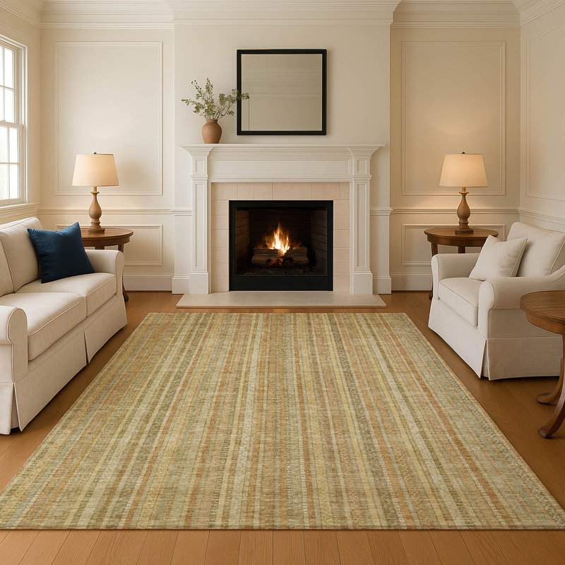 Tapis à rayures de qualité supérieure lavable à la machine AMF1655, Rectangle 2 pi 6 po x 3 pi 10 po
