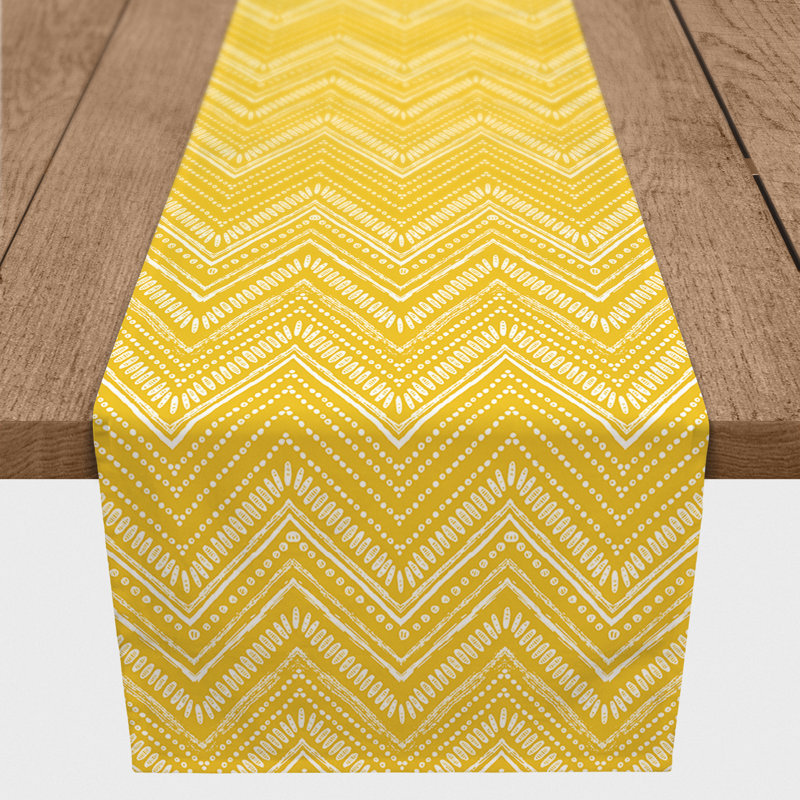 Chemin de table en mélange de coton chevron Dotan, 90 po x 16 po