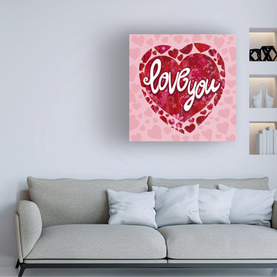 Wrapped Canvas Wall Art - Noemi Ibarz 'Love You' Wall Art for Living Room, Bedroom, or Office Décor - 18x18