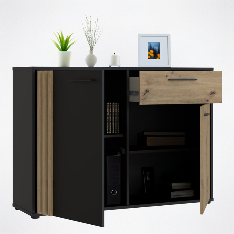 Shloak Standard Accent Chest, Black, Black/Beige