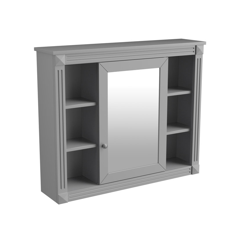 Bathroom Wall Cabinet Mirror Mounted - 35'' X 28'', Ample Shelf Space, Materials With Functional Design, Natural