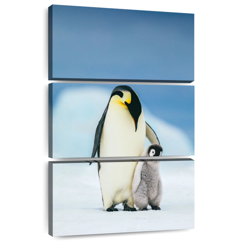 Brampt mère et bébé pingouins, H 38 po x l 24 po