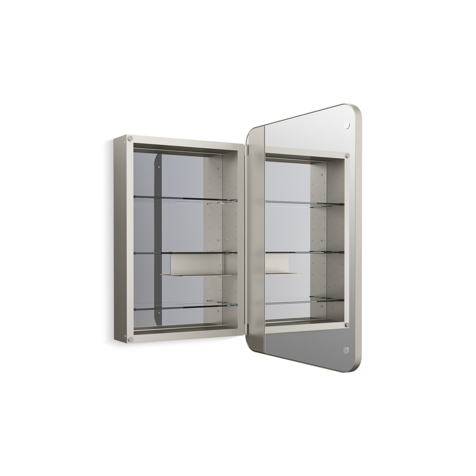 Verdera Surface Mount or Recessed Rectangular Framed Medicine Cabinet, Brushed Nickel, 34" H x 22" W x 4.18" D
