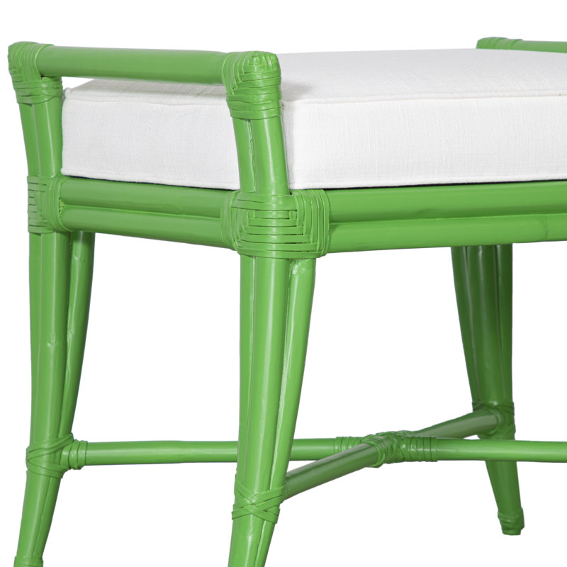 Malacca Upholstered Bench, Green Apple