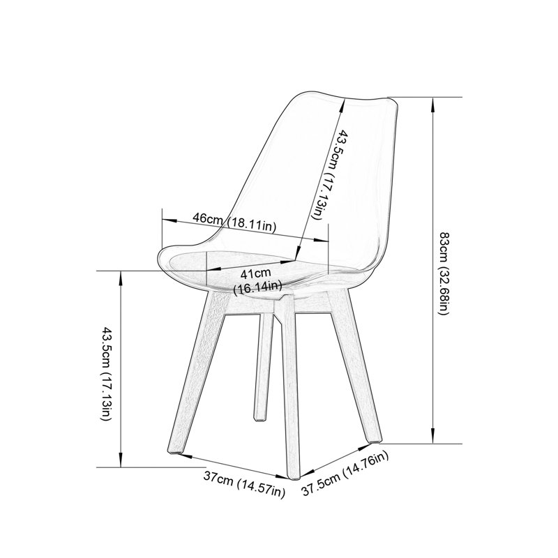 Dining Chairs Set Of 4, Modern Clear Dining Chairs With PU Leather Cushions Seat And Solid Beech Legs(Transparent Smoky)