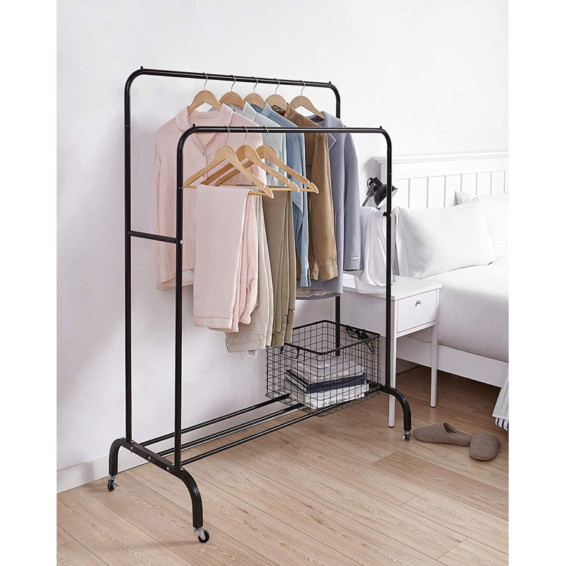 Odenton 156cm Rolling Industrial Pipe Clothing Rack