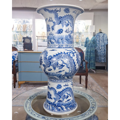 Vase dragon bleu et blanc