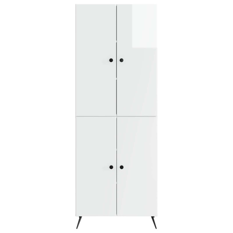 4 -Door 4 -Shelf Storage Cabinet, High Gloss White