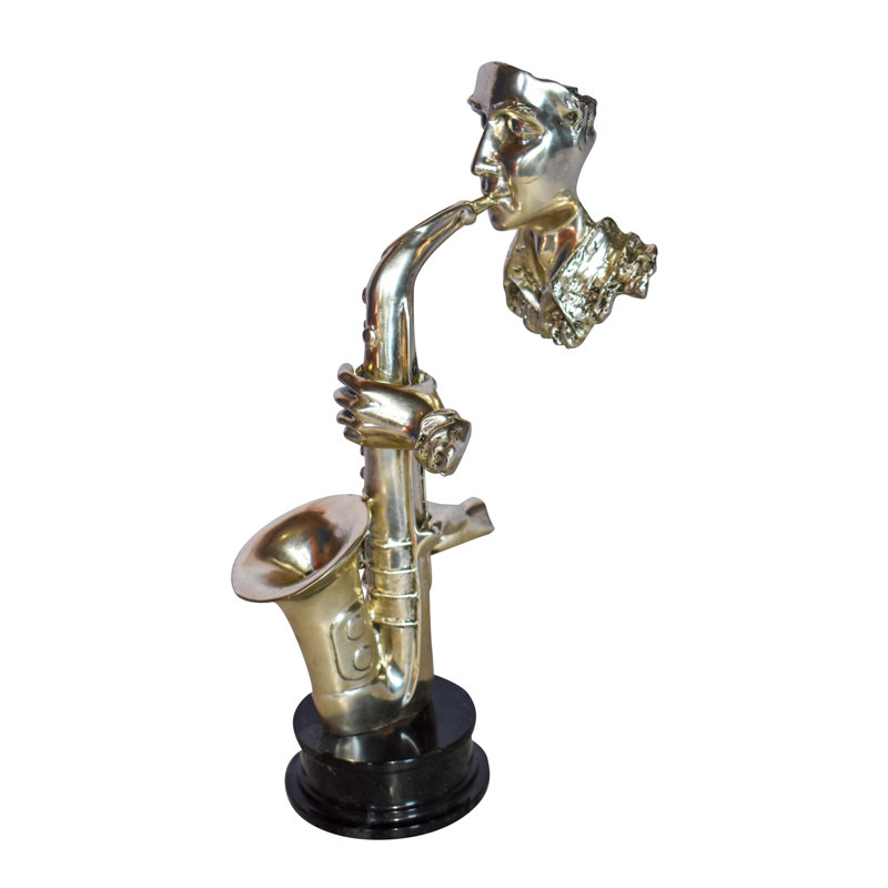 Statue en bronze de Farlay, art moderne d'un joueur de saxophone sur marbre, taille: 7 po x 5 po x H 15 po