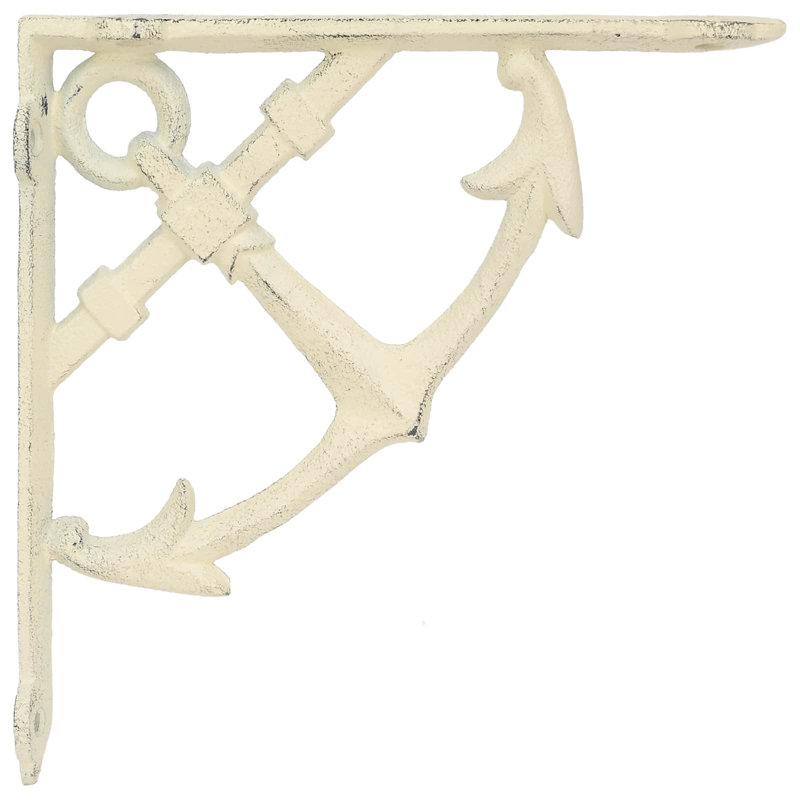 Wall Shelf Brackets Steel Metal Shelf Brackets Wall Mounted Hanging, 10cm H x 3cm W x 10cm D, Light Antique White