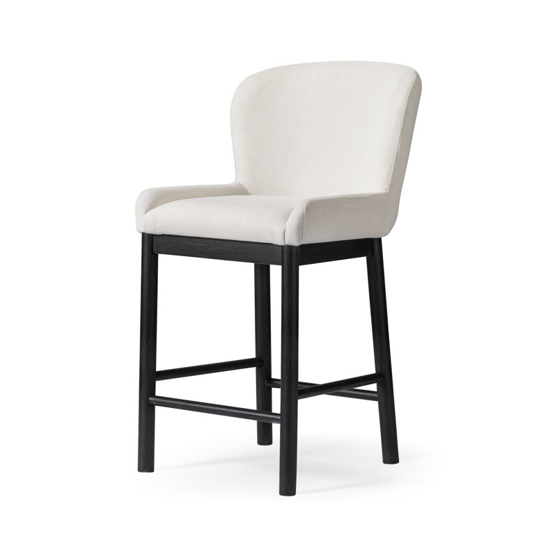 Maven Lane Gia Kitchen Stool with Canvas Fabric Upholstery, White Oak, Counter Stool (39.76" H Seat Height)