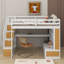 Lit mezzanine double avec bureau, tablettes et tiroirs-43702400