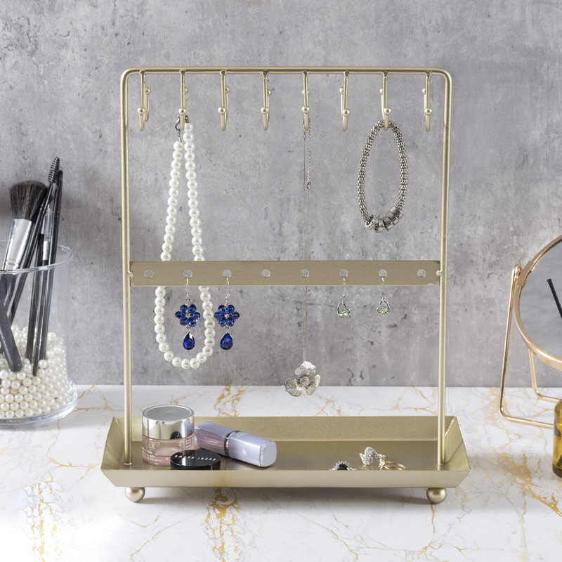 Gold Necklace Jewellery Stand with Tray