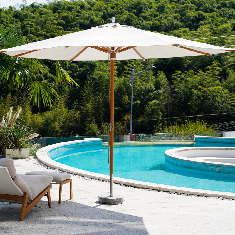 Parasol rond en aluminium 11,5 pi Sunbrella, Blanc