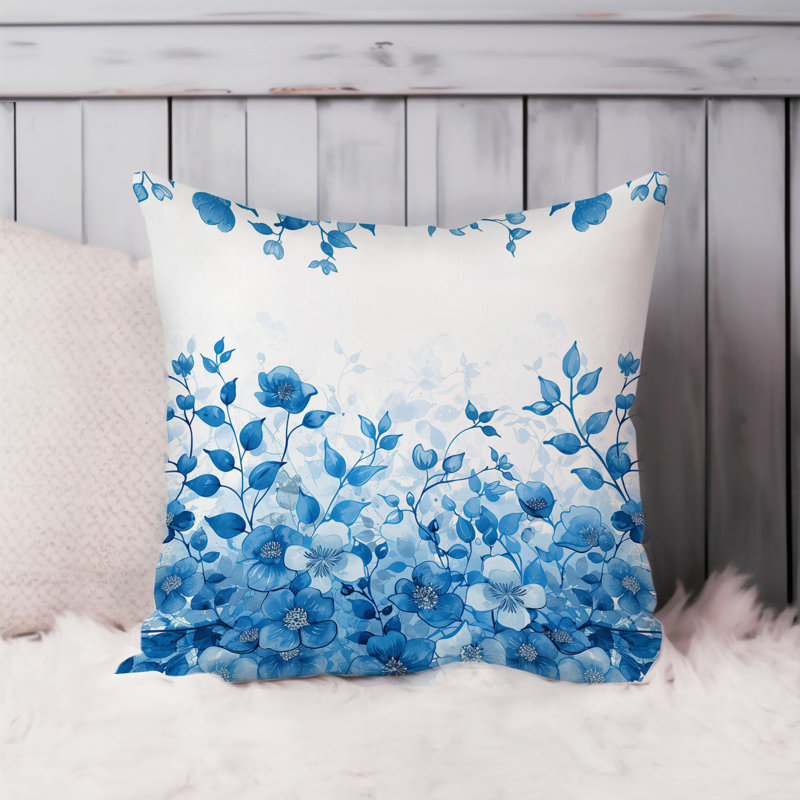 Fleurs bleues botaniques modernes, H 16 po x l 16 po