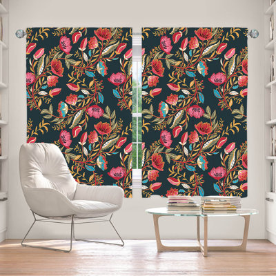 Ensemble de rideaux obscurcissant et isolant à motif floral avec passe-tringle 2 pièces Delaughter
