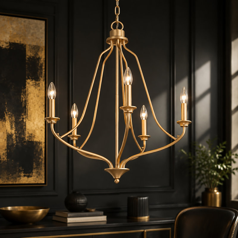 Holk 5 - Light Candle Style Chandelier, Rose Gold