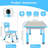 Kids Table and 4 Chair Set, Height Adjustable Toddler Table and Chair Set, Non-Slip Legs, Graffiti Desktop, Large Children Activity Table-88407581