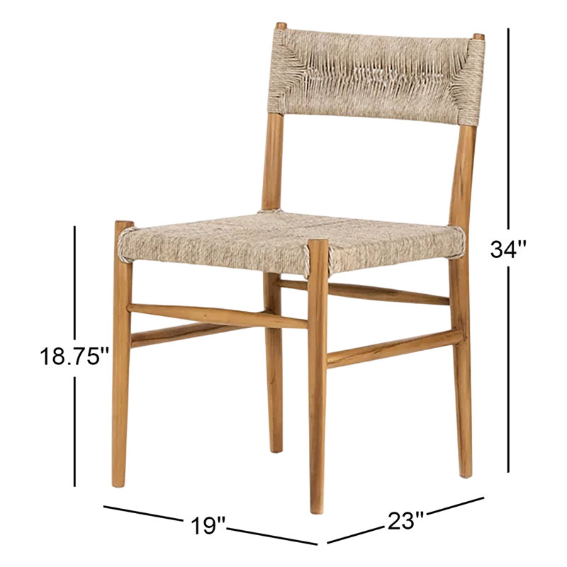 Dorita Outdoor Dining Side Chair, Vintage White/Natural Teak