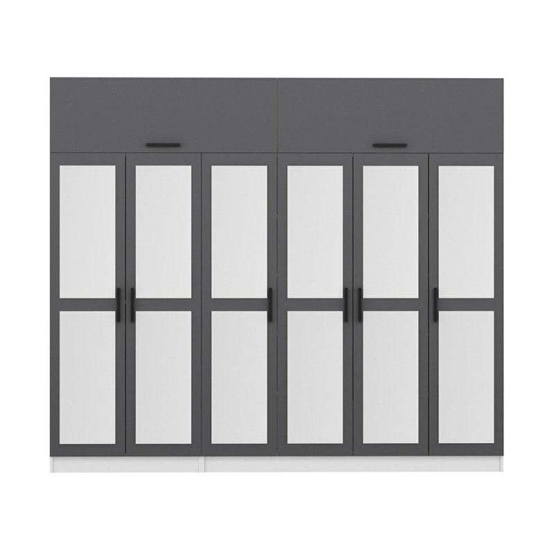 Elina Manufactured Wood Wardrobe, 235cm H x 270cm W x 52cm D, Gray