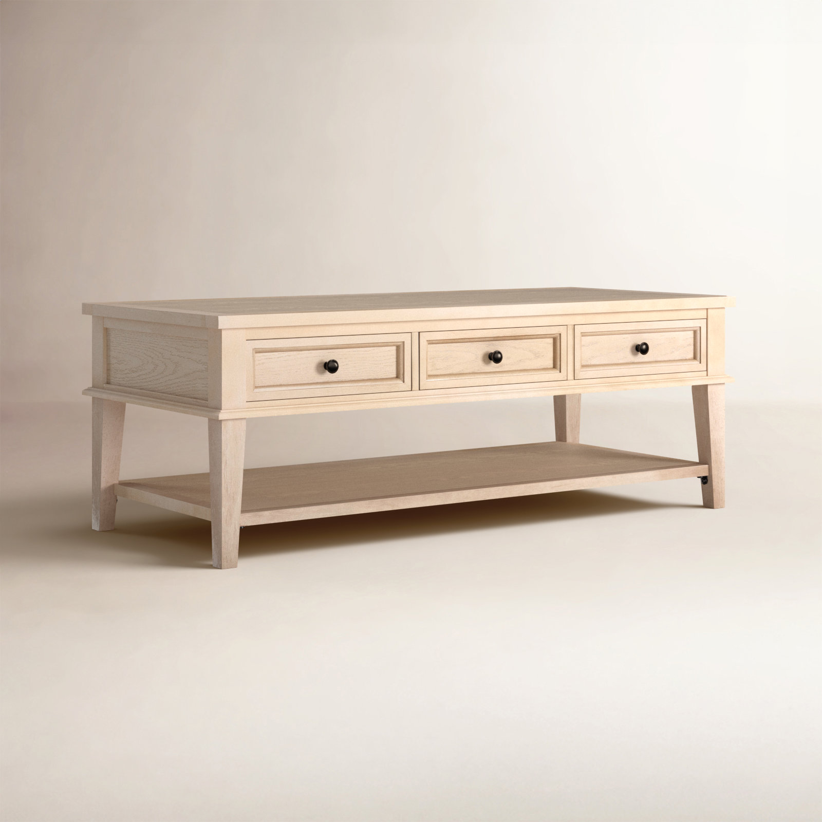 Samira Single Coffee Table with Storage, White Wash