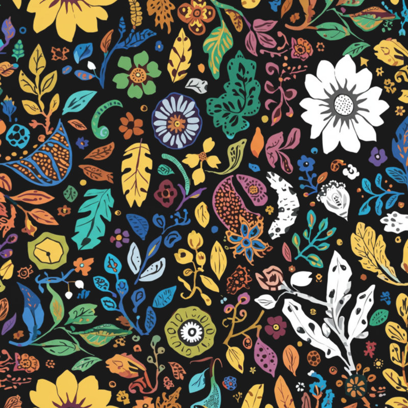 Tapis de bain noir à motif floral, 34 po L x 21 po L, Arc-en-ciel noir
