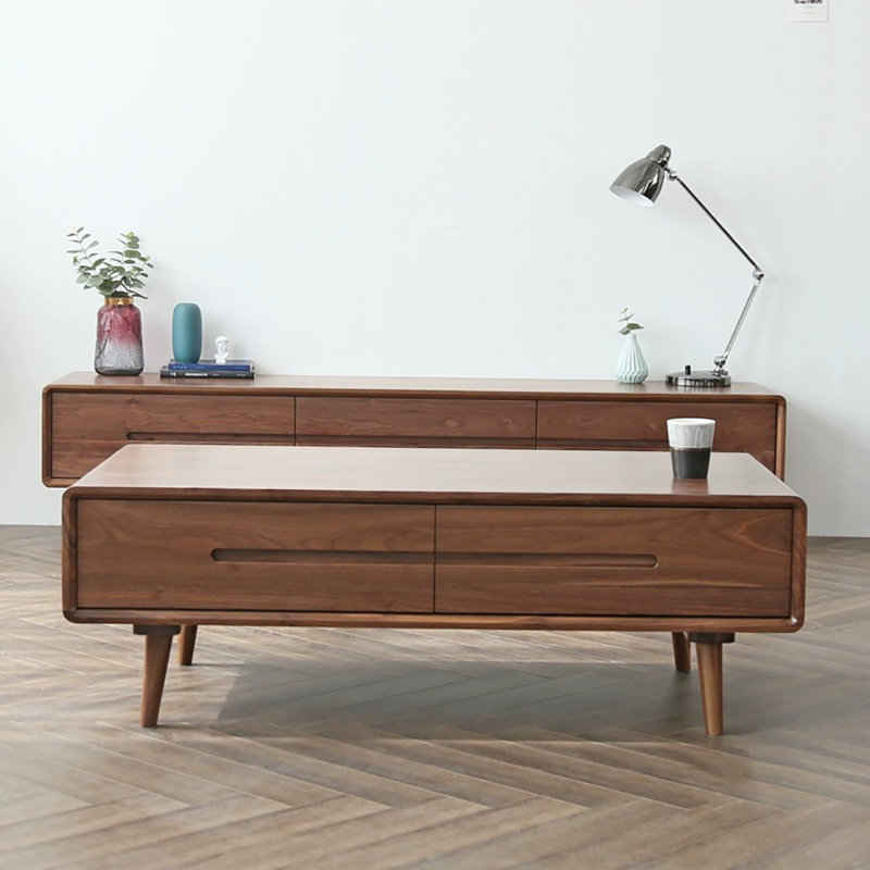 Table basse en noyer noir clair, H 15,7 po x L 47,2 po x l 25,6 po