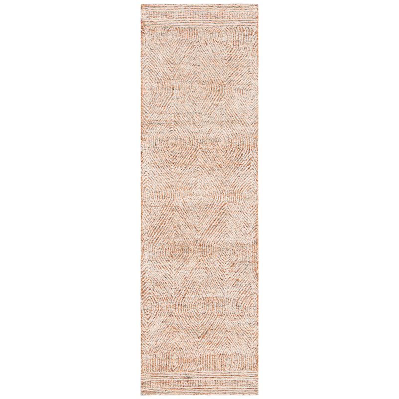 Tapis en laine touffeté à la main Cole, Tapis de couloir 2 pi 3 po x 8 pi, Ivory/Rust