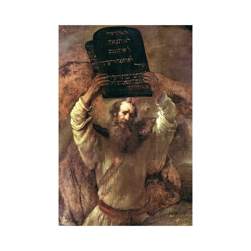 Moses Smashing The Tablets Of The Law by Rembrandt Van Rijn - Wrapped Canvas Print