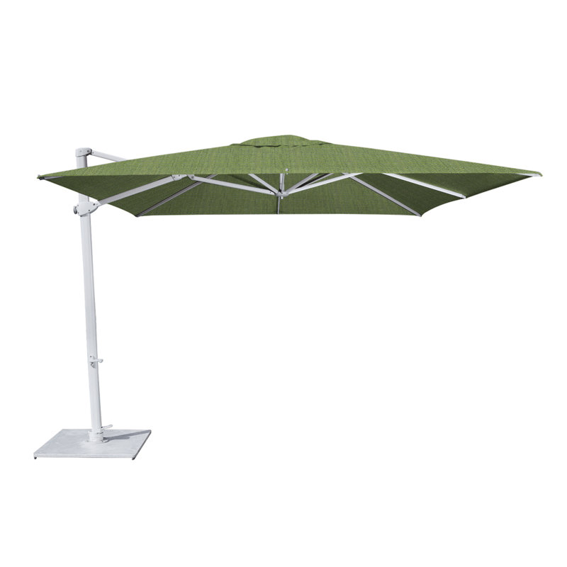 Pavone 10' Square Cantilever Umbrella (Grip Handle), Double Stack Plate - Medium, Grey, Silver Gray
