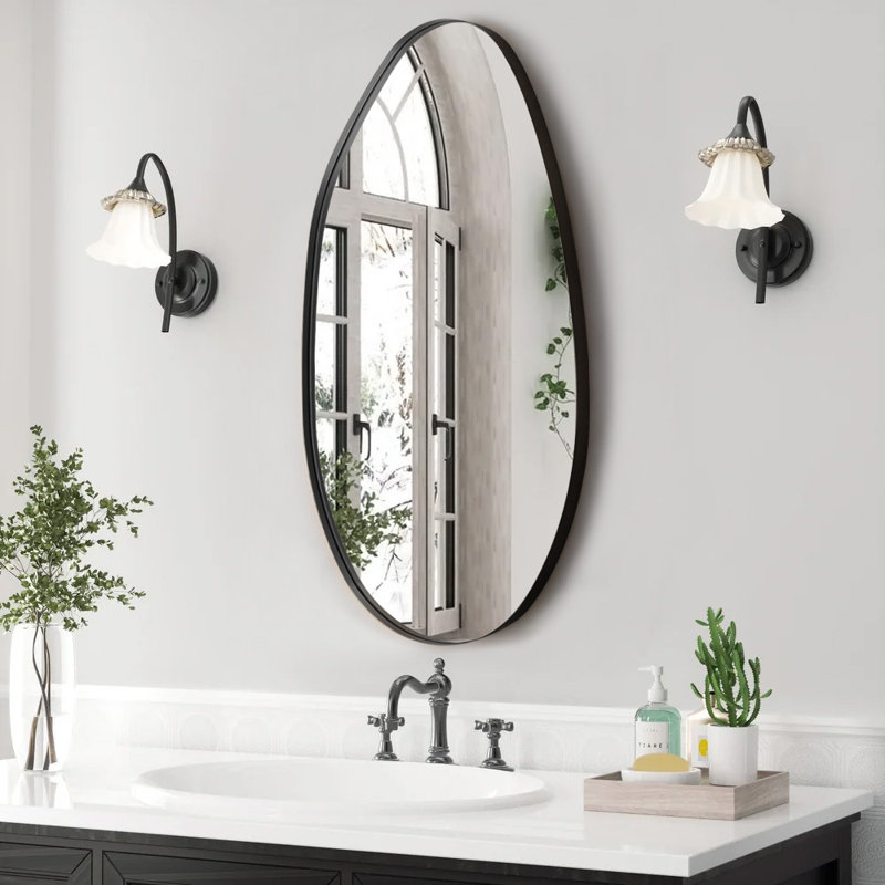 Pirlo Metal Oval Mirror, Black