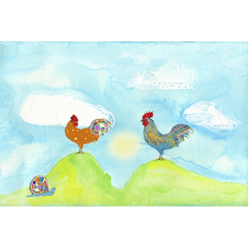 Hilltop Roosters by Ingrid Blixt - Wrapped Canvas Print, 61cm H x 91cm W