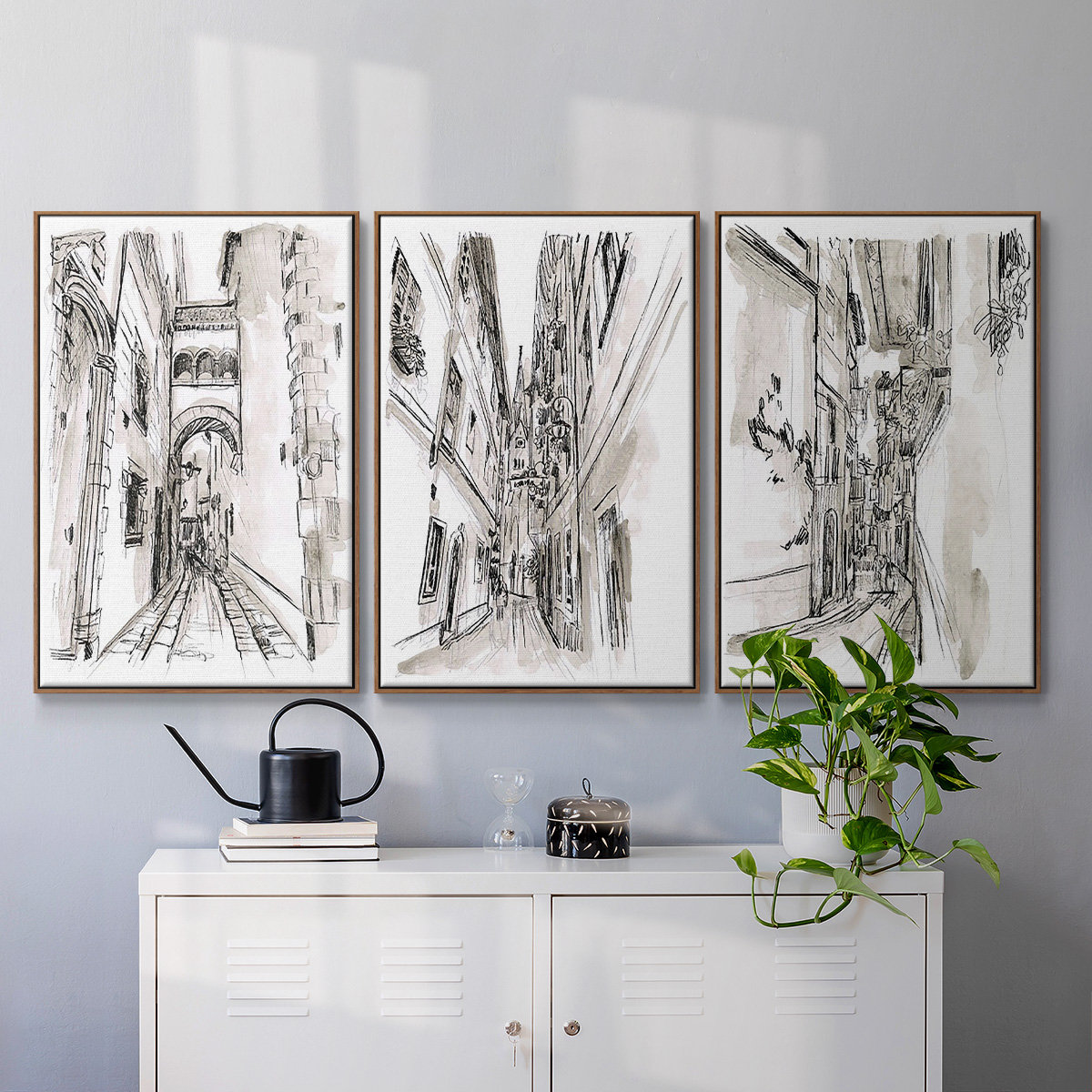 Europe Street Sketches I 3 Pieces | Wayfair