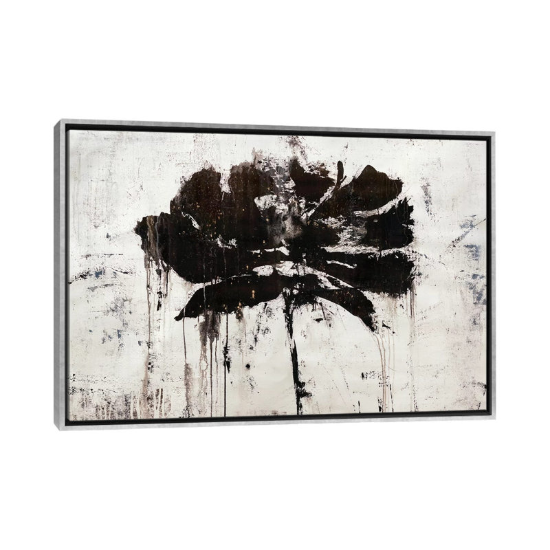 Reproduction d’art, "Black Rain" par Julian Spencer, H 18 po x l 26 po x P 1,5 po, Toile avec cadre argenté, Pas de tapis