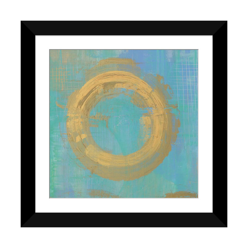 Doré cercles ii, reproduction d’art sur toile tendue, H 24 po x l 24 po x P 1 po, Papier beaux-arts encadré noir, Blanc